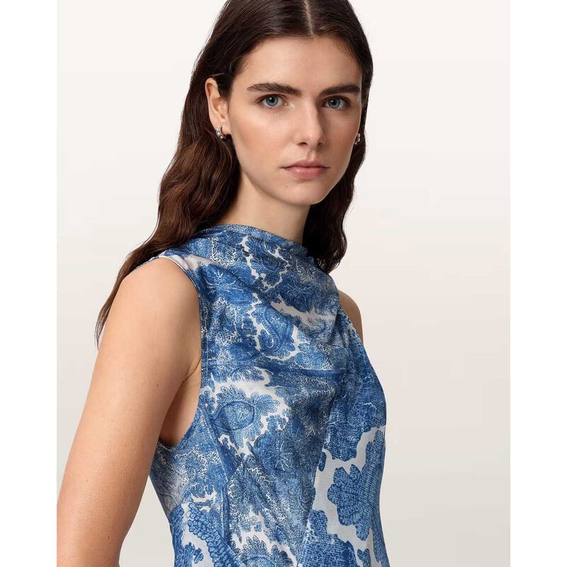 AllSaints Prue Draped Asymmetric Midi Dress image number 2